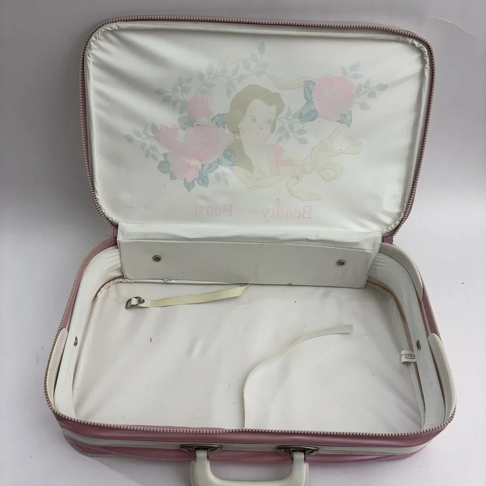 Vintage Disney Beauty And The Beast Suitcase White Zipper‎ And Handle